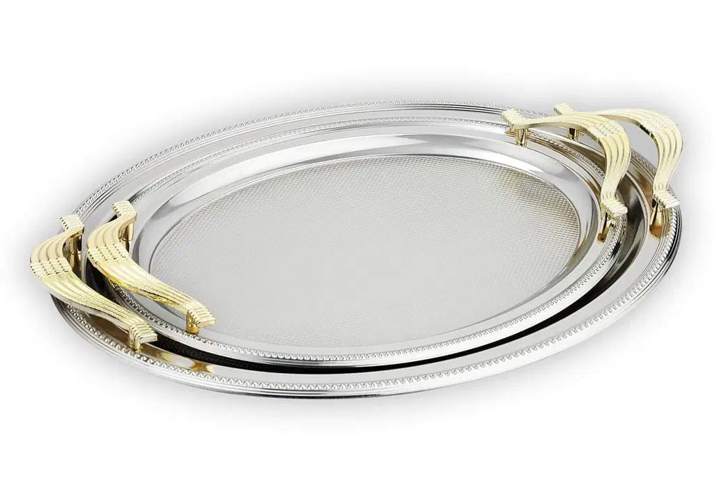 SCHAFER Ela 2'li Oval Çay Tepsisi - Platin 01