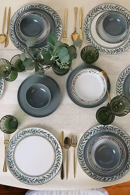 KERAMIKA Keraart Green Frame Yemek Takımı 24 Parça 6 Kişilik 21635-36