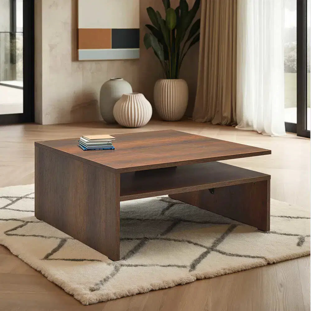 ADORE Level Kare Orta Sehpa - Koyu Ceviz (Oslo Ceviz) 90x42x90 cm