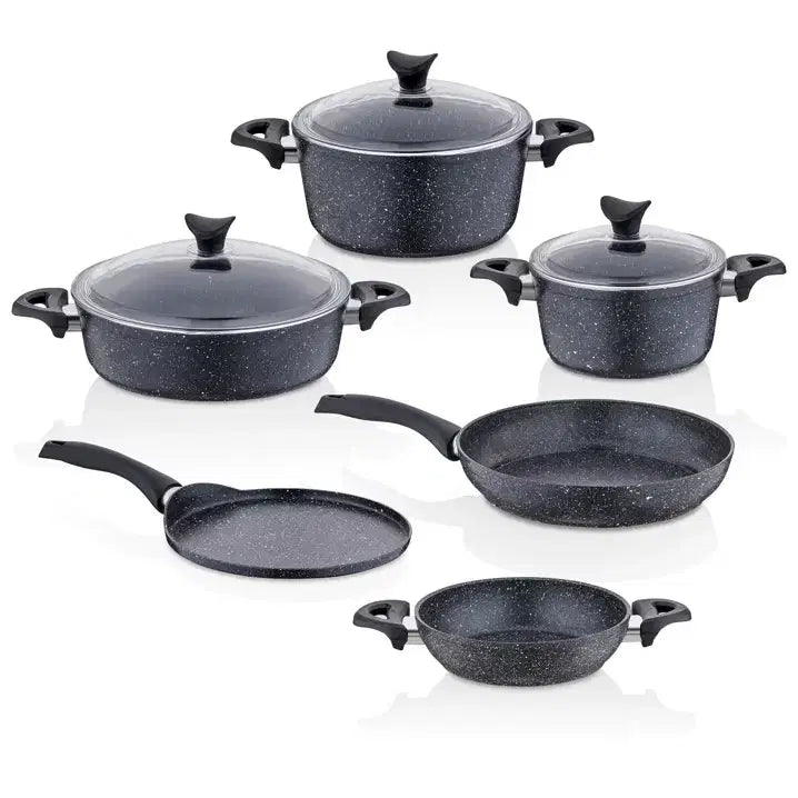 TAC EV Taç Mastercook Pro 9 Parça Granit Tencere Seti Siyah