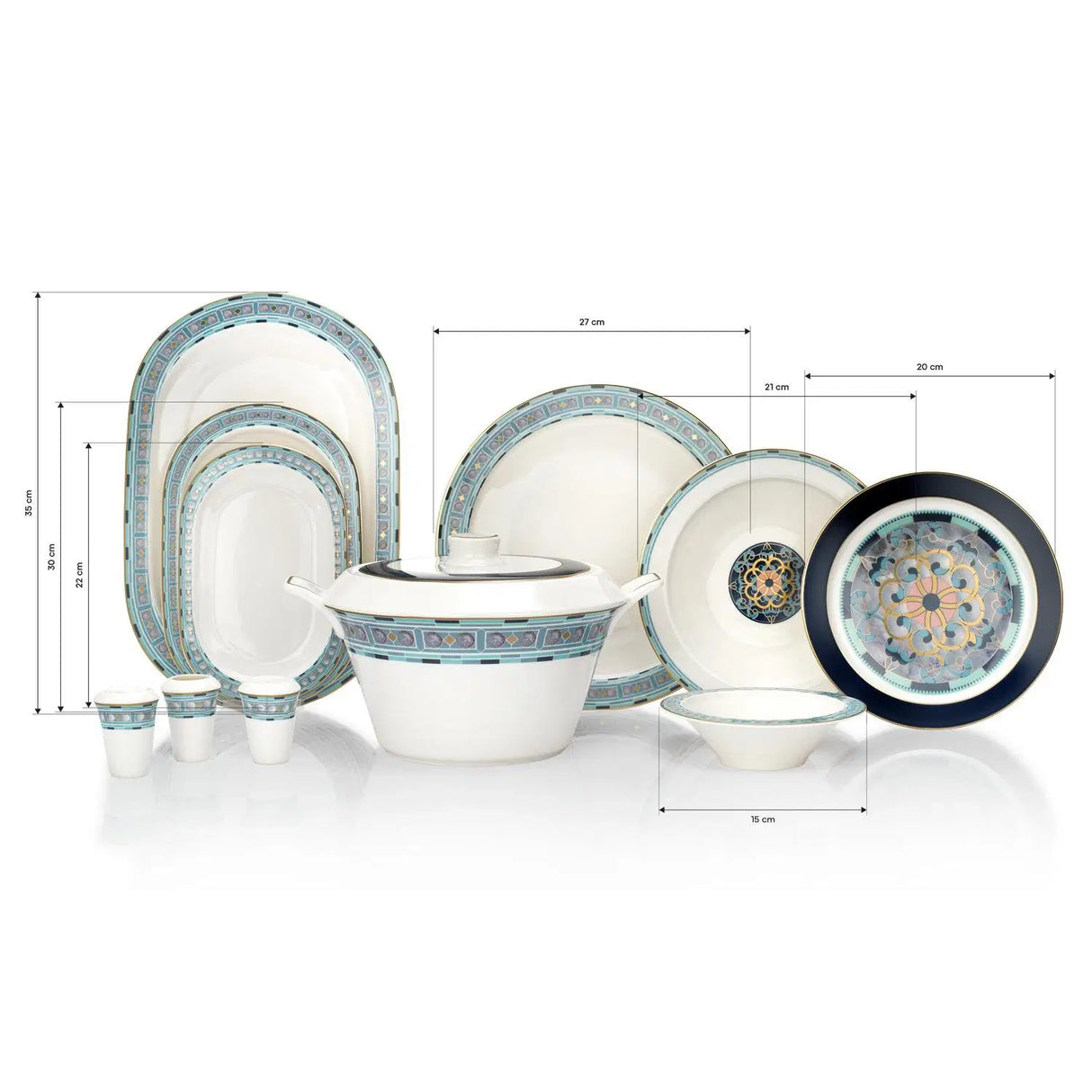 SCHAFER Tılsım Sapphire Turkuaz Yemek Takımı - 60 Parça