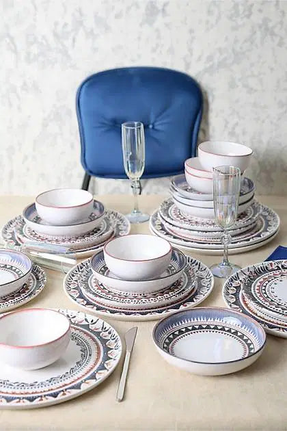 KERAMIKA Keraart Ethnic Yemek Takımı 24 Parça 6 Kişilik 21616-17-28-24