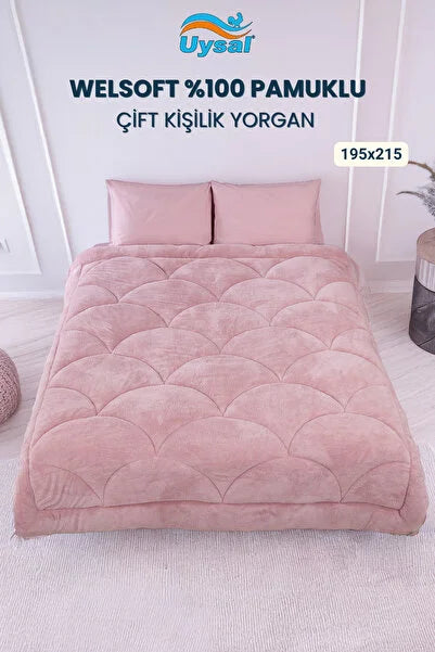 UYSAL WELSOFT AKFİL MİDYE DESEN ÇİFT KİŞİLİK YORGAN PUDRA 195x215