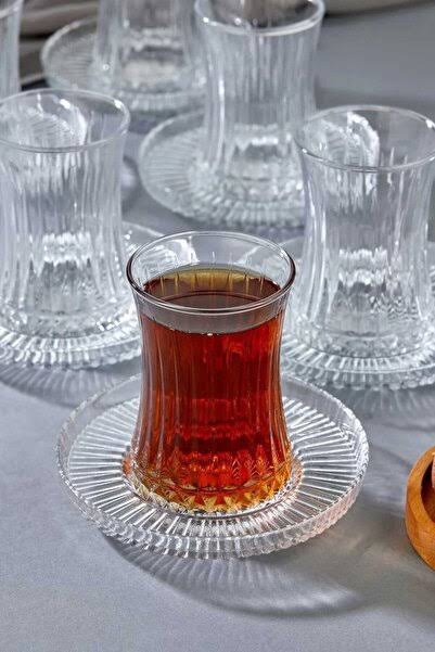 Paşabahçe Elysia Çay Bardağı Çay Takımı Seti 12 Parça -Riva Çay Tabaklı-6 Kişili