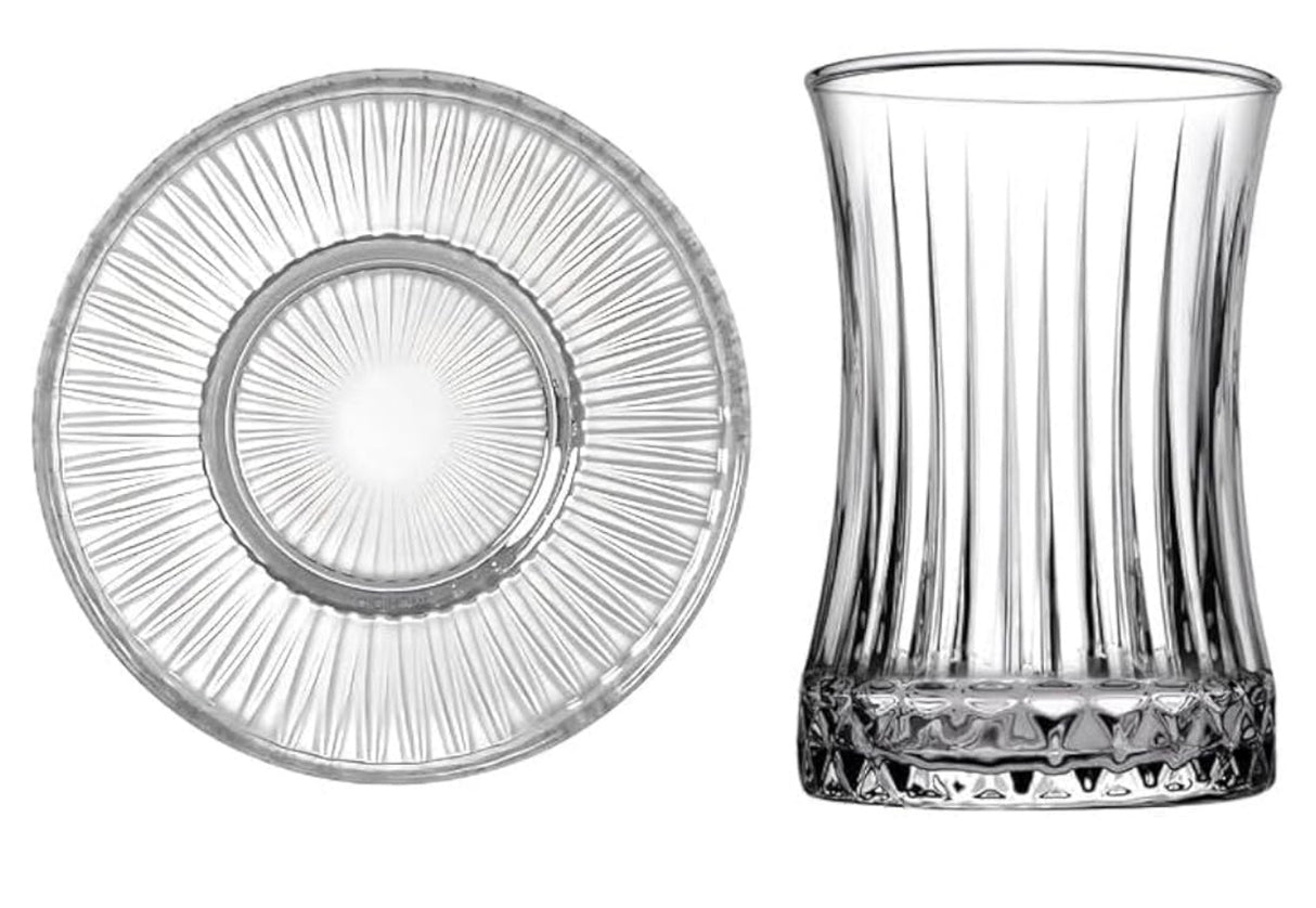Paşabahçe Elysia Çay Bardağı Çay Takımı Seti 12 Parça -Riva Çay Tabaklı-6 Kişili