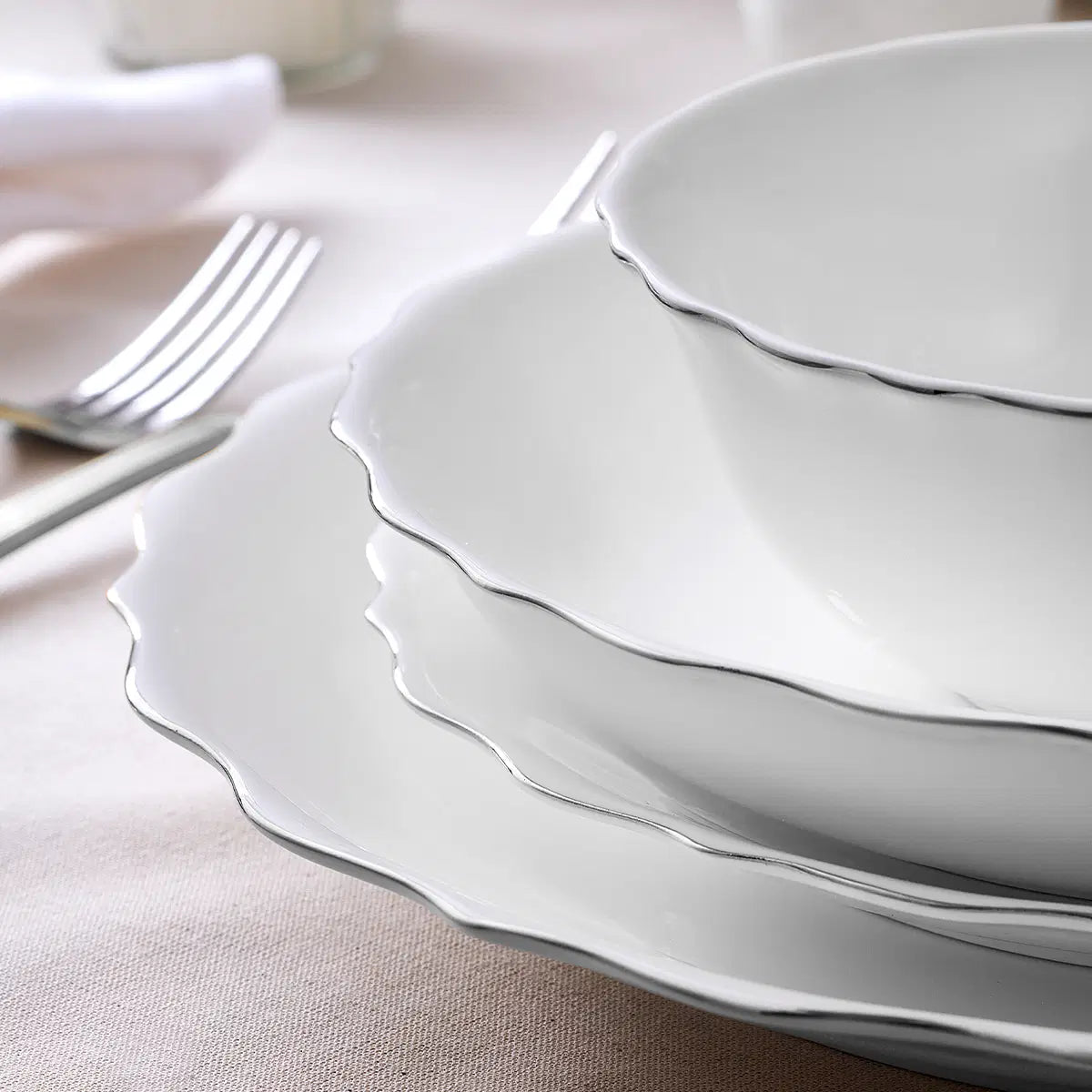 Aryıldız Seawave Platin 60 Parça 12 Kişilik Yemek Takımı