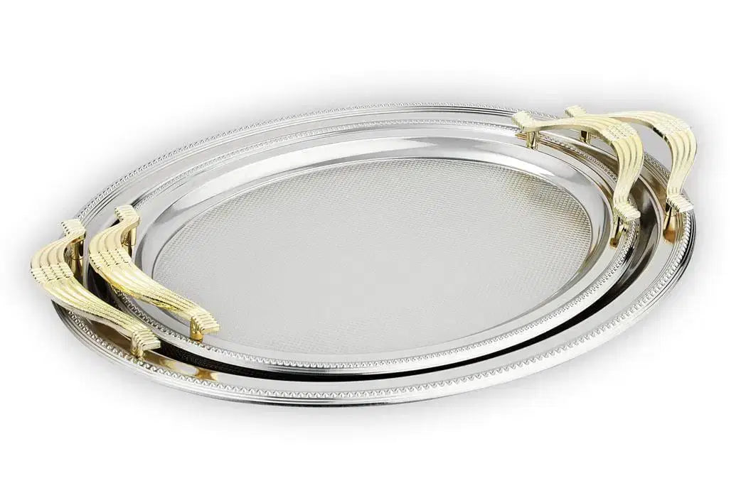 SCHAFER Ela 2'li Oval Çay Tepsisi - Platin 01