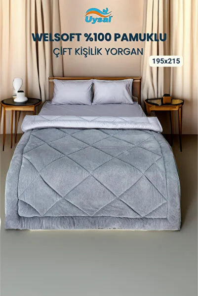 UYSAL WELSOFT AKFİL ÇİFT KİŞİLİK YORGAN GRİ 195x215