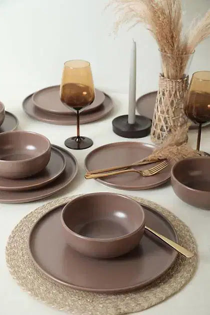 KERAMIKA Nordic Mat Açık Taupe Yemek Takımı 18 Parça 6 Kişilik 958