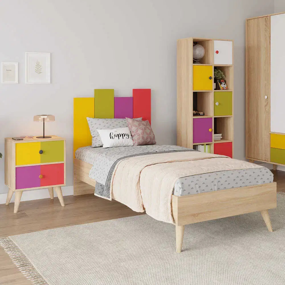 ADORE Rainbow Tek Kişilik Karyola-Sonoma-Renkli 105x106x206 cm