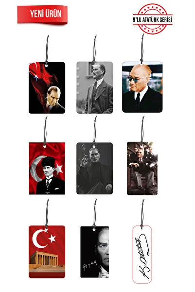 Kemal Atatürk Serisi 9'lu Karma Dekoratif Oto Kokusu Ve Oto Aksesuarı