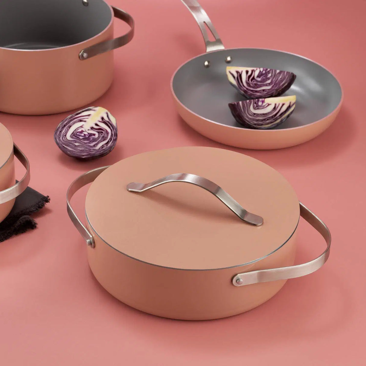 SCHAFER Moonlight Seramik Tencere Seti - 7 Parça Rosegold
