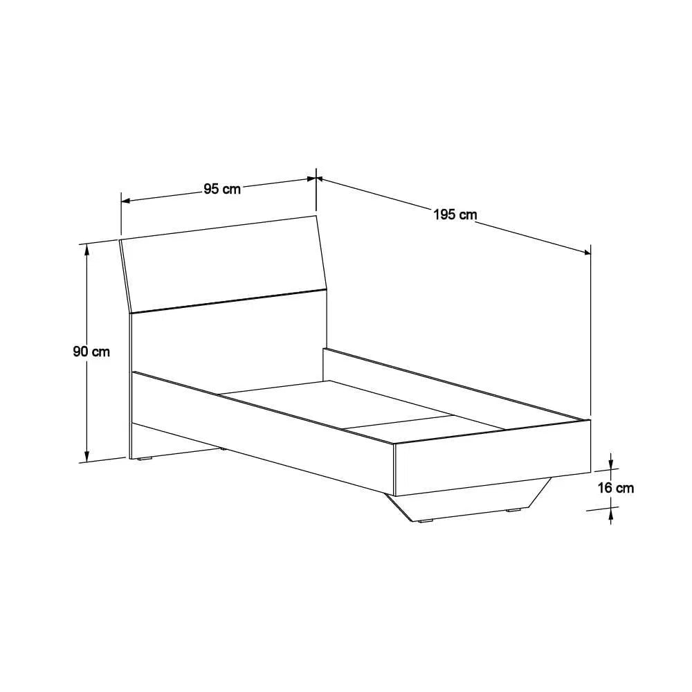 ADORE Prestij Tek Kişilik Karyola - Noce/Beyaz 95x90x195 cm