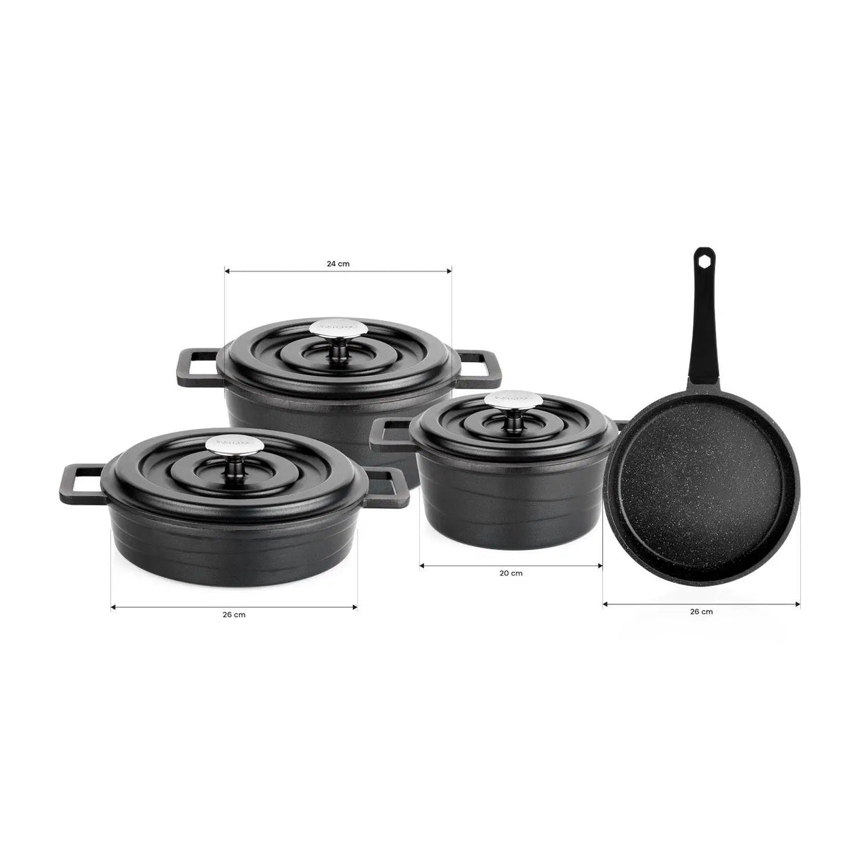 SCHAFER Pro Cast Döküm Siyah Tencere Seti - 7 Parça