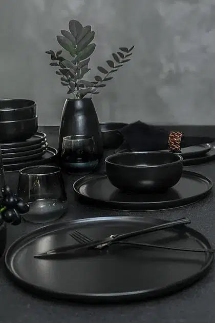 KERAMIKA Nordic Mat Siyah Yemek Takımı 18 Parça 6 Kişilik 956