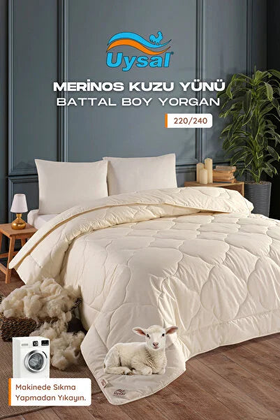 UYSAL BATTAL BOY MERİNOS KUZU YÜN YORGAN 220x240
