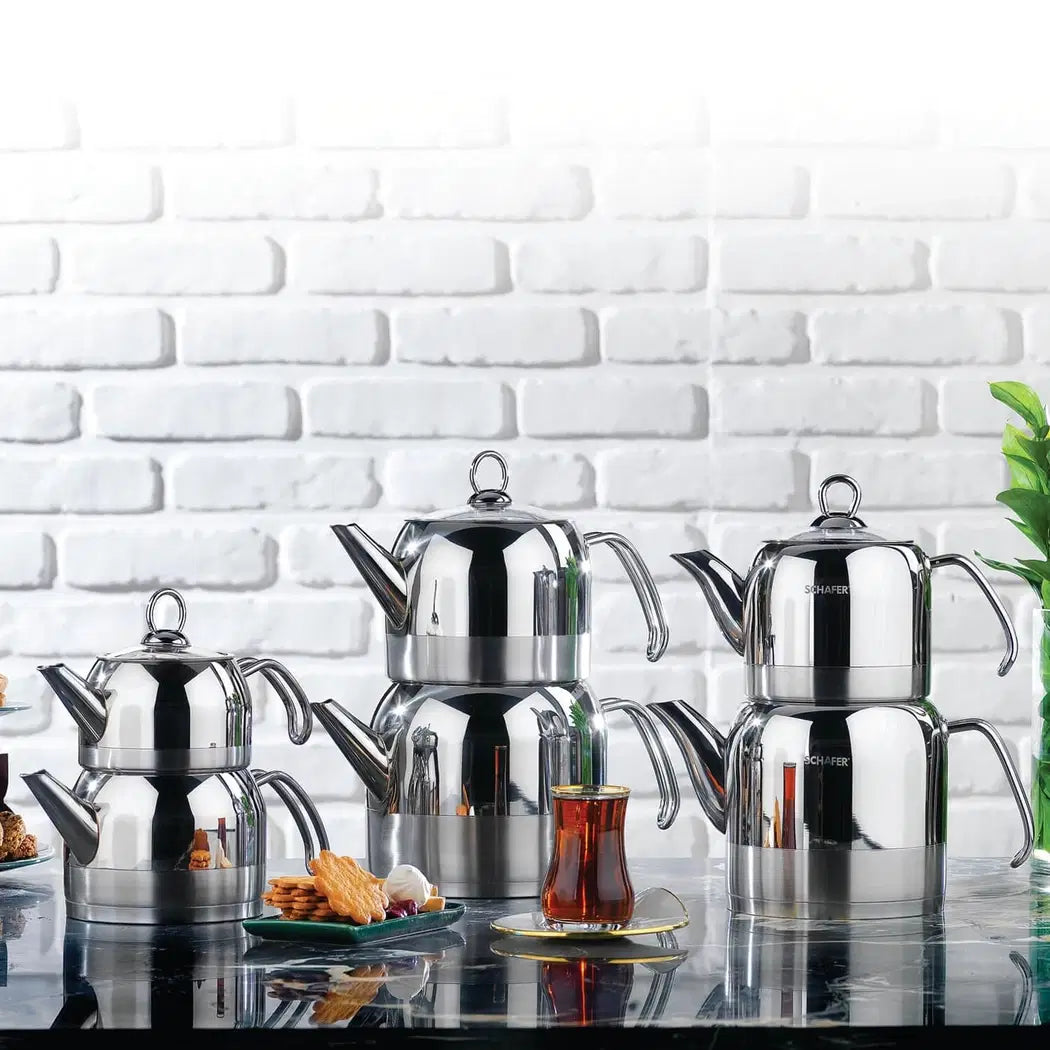 SCHAFER Ada Çaydanlık Takımı Büyük 4 Parça - Inox
