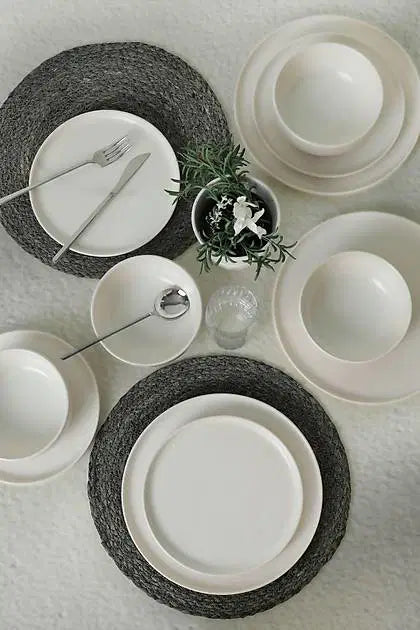 KERAMIKA Nordic Mat Beyaz Yemek Takımı 18 Parça 6 Kişilik 022