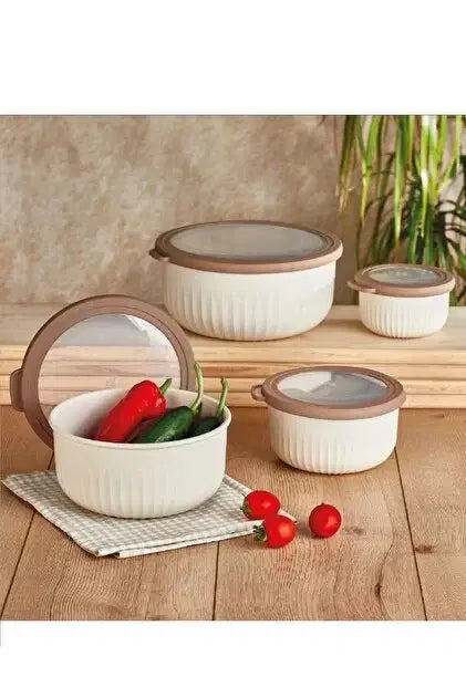 VİP AHMET Vp-045 Kumsal Saklama Kabı, Krem 4'lü