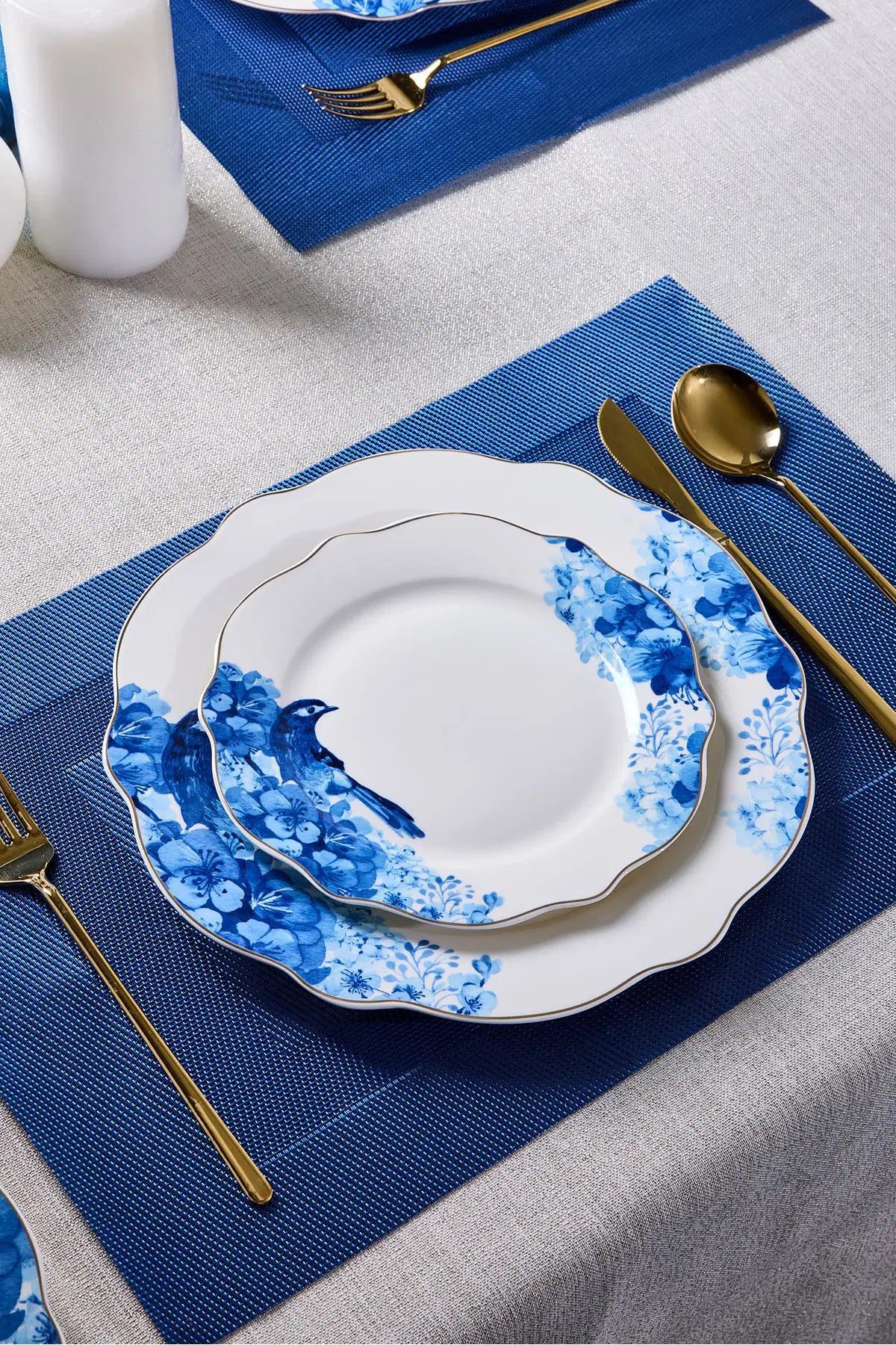 PEROTTI Porselen Blue Bird Bone - 24 Parça Yemek Takimi