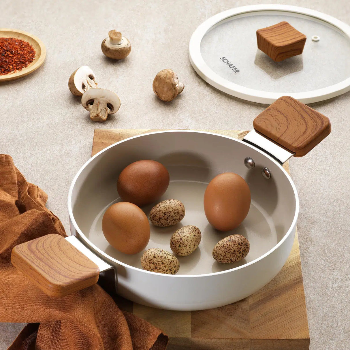 SCHAFER Krem Ceramoni Seramik Kapaklı Sahan - 20cm