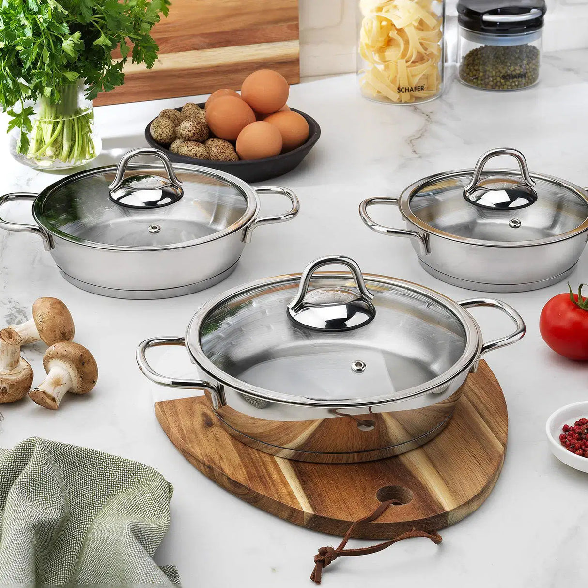 SCHAFER Eva Inox Çelik Sahan Seti - 6 Parça