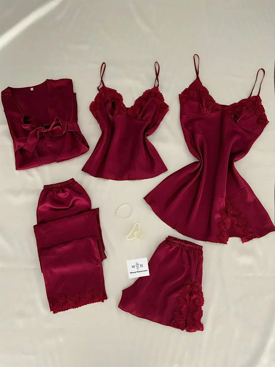 MOONY Kutulu Beşli Bordo Çeyiz Seti