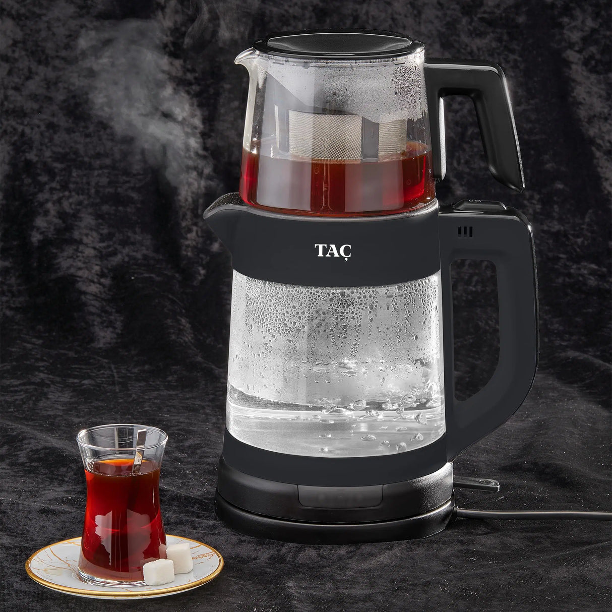 TAC EV Glassdem Çay Makinesi Siyah