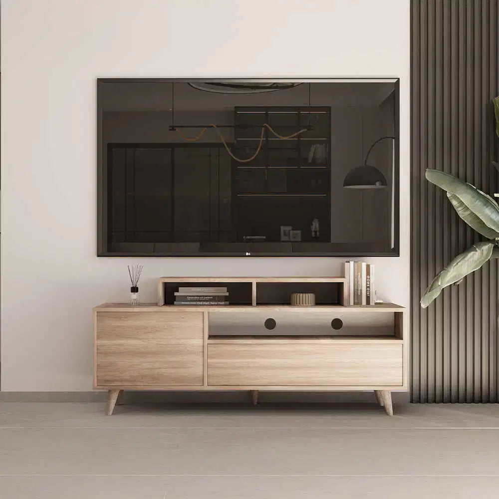ADORE Retro Wide Tv Sehpası - Açık Ceviz (Tori) 150x53x40 cm