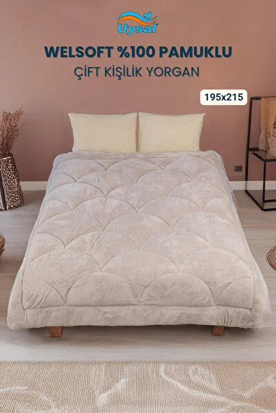 UYSAL WELSOFT AKFİL MİDYE DESEN ÇİFT KİŞİLİK YORGAN BEJ195x215