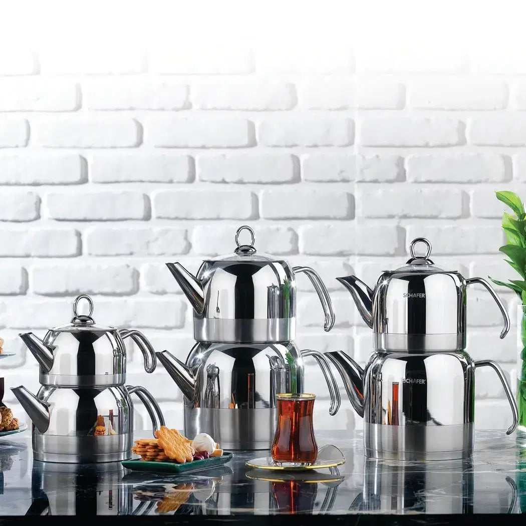 SCHAFER Ada Çaydanlık Takımı Büyük 4 Parça - Inox