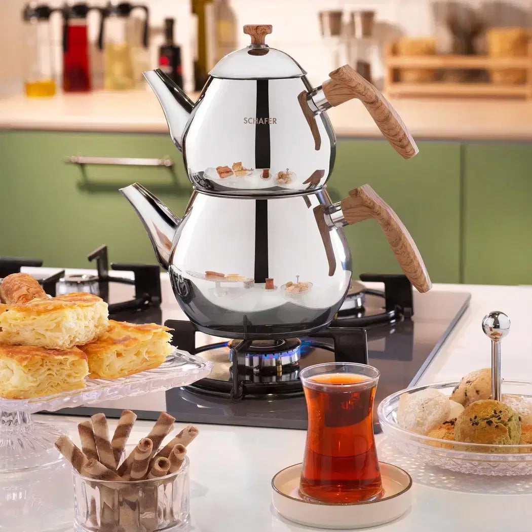 SCHAFER Tea Chef Orta Boy Çaydanlık Takımı 4 Parça - Kahve