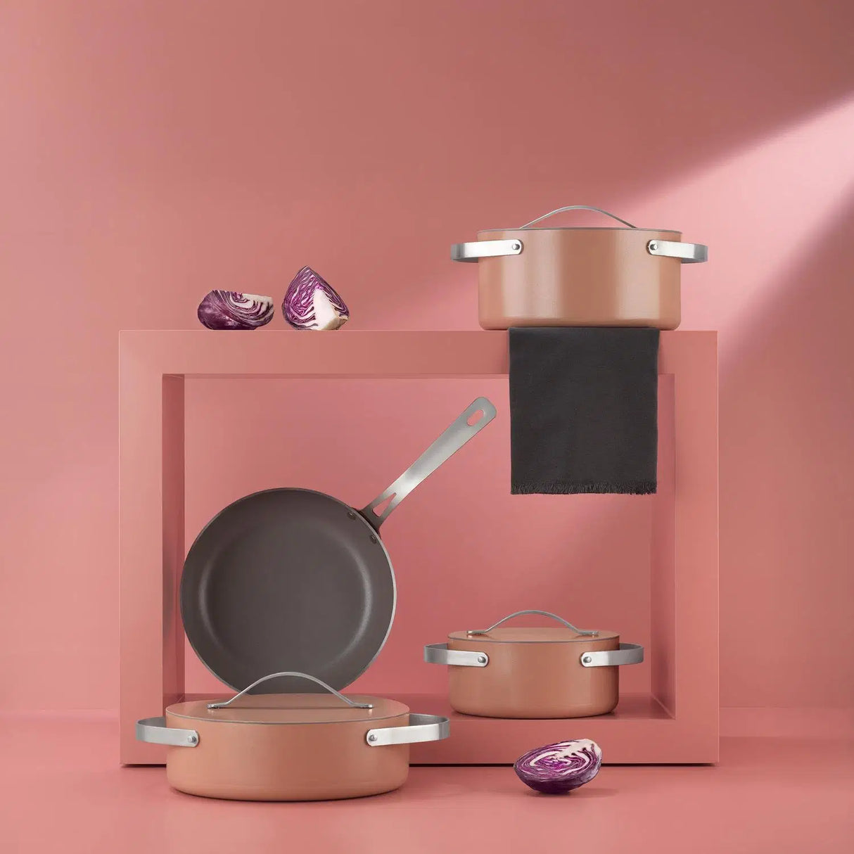 SCHAFER Moonlight Seramik Tencere Seti - 7 Parça Rosegold