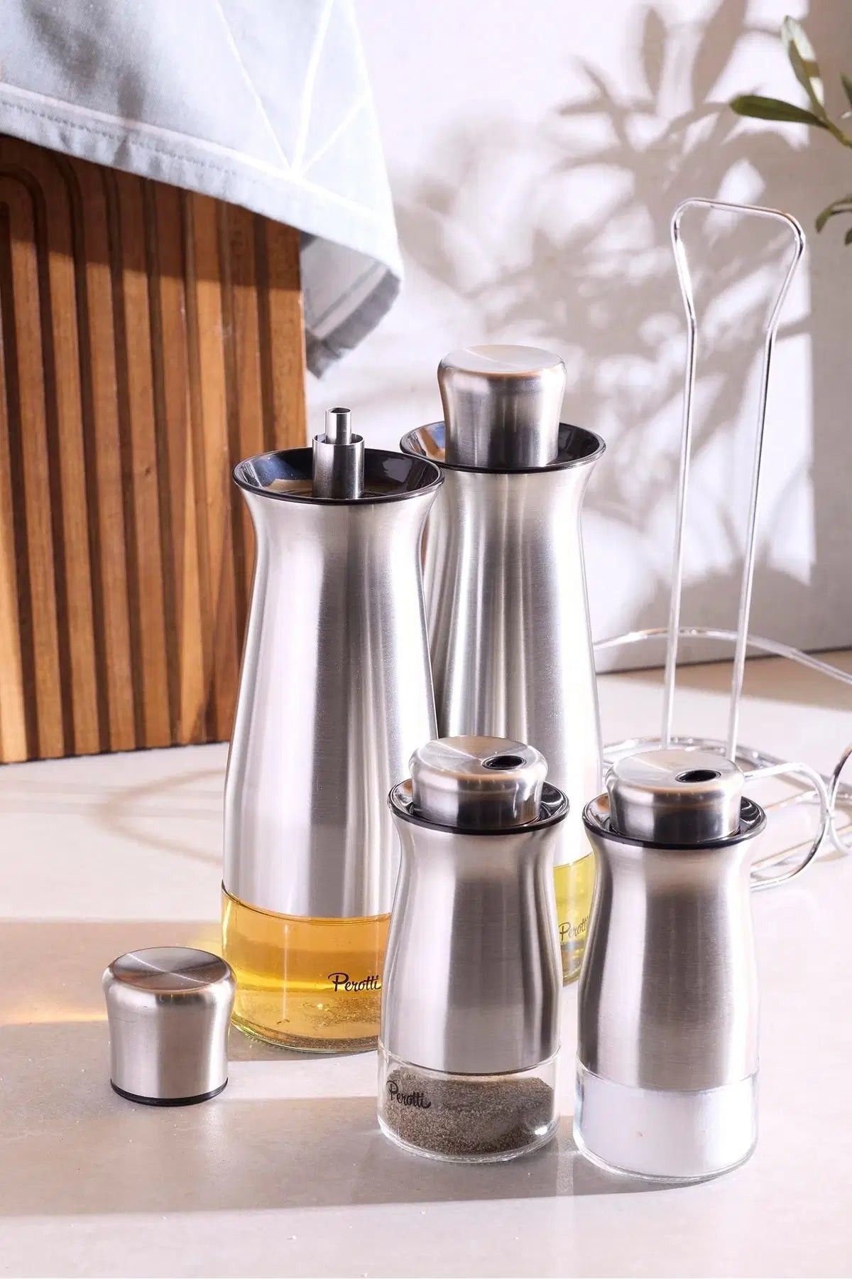 PEROTTI Inox 4'lü Standlı Yağlık-Sirkelik Takımı