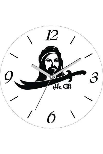 Hz Ali Alevi Zülfikar Kılıç Çap 30cm Sessiz Akar Bombeli Gerçek Cam Duvar Saati
