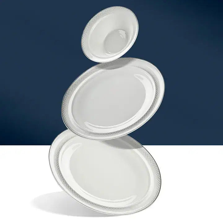 NEHIR Camelia Platin Yaldizli - 28 Parça Porselen Yemek Takımı