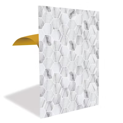 FLYBAT Beyaz Petek Mermer Desenli Panel Pvc