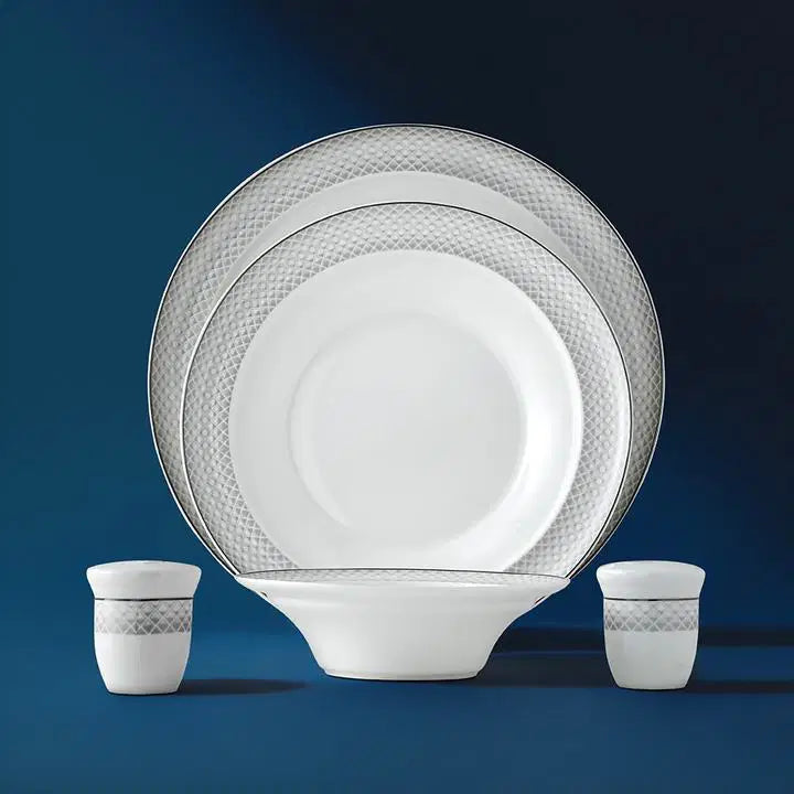 NEHIR Camelia Platin Yaldizli - 28 Parça Porselen Yemek Takımı