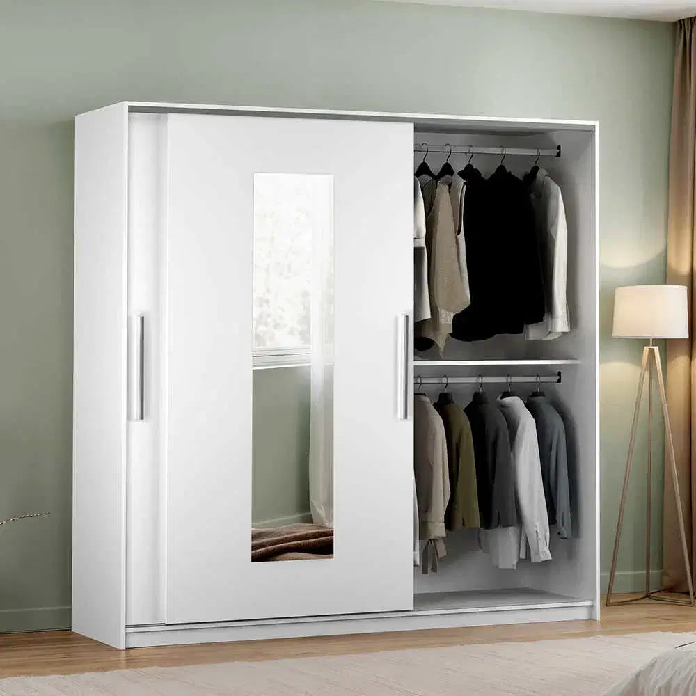 ADORE Elit Plus Aynalı Sürgülü Gardırop-Mat Beyaz 210x207x60 cm (GxYxD)