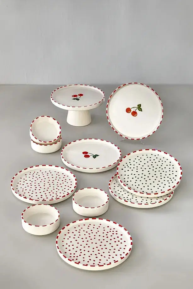 KITCHEN LIFE 11 Parça 6 Kişilik Cherry Stackable Kahvaltı Takımı