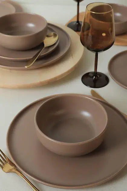 KERAMIKA Nordic Mat Toprak Taupe Yemek Takımı 18 Parça 6 Kişilik 977