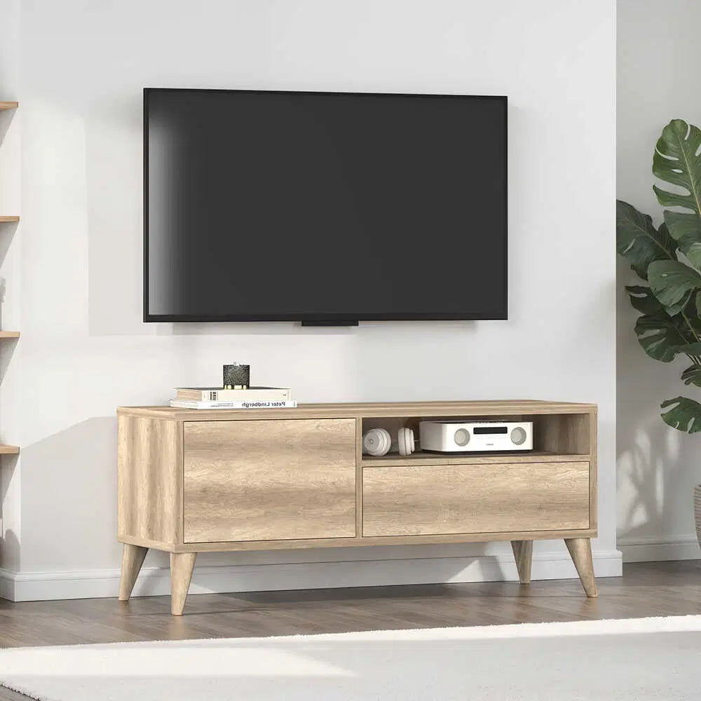 ADORE Retro Çekmeceli Tv Sehpası - Açık Ceviz (Tori) 120x50x40 cm