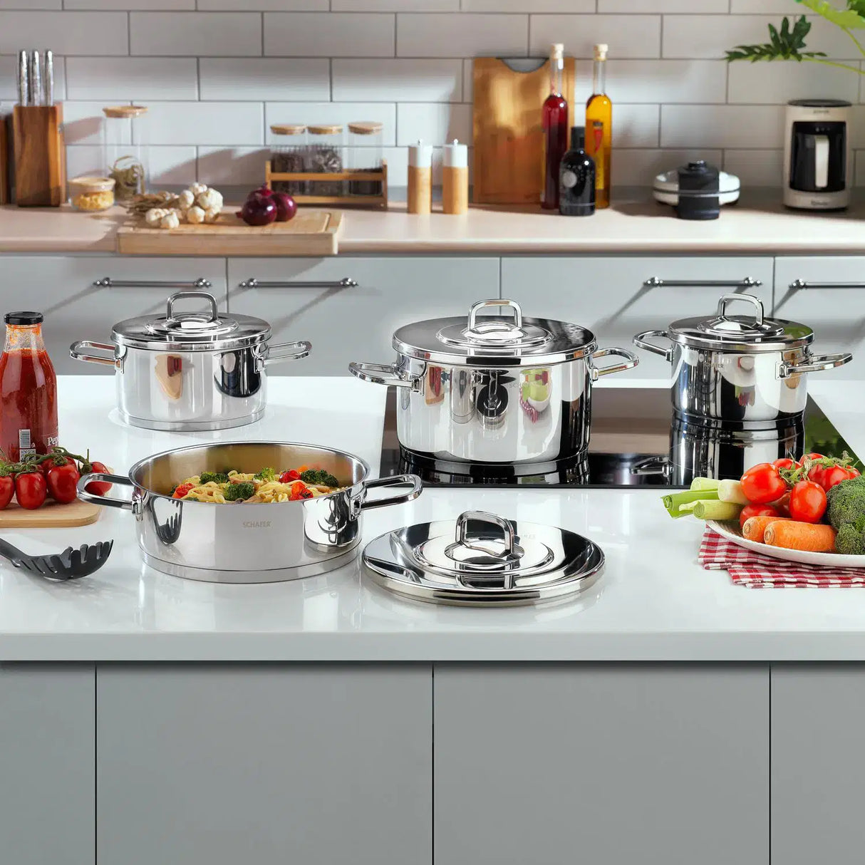 SCHAFER New Prime Çelik Inox Tencere Seti - 8 Parça