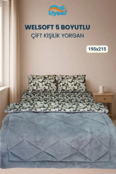 UYSAL WELSOFT 5 BOYUTLU ÇİFT KİŞİLİK YORGAN GRİ 195x215