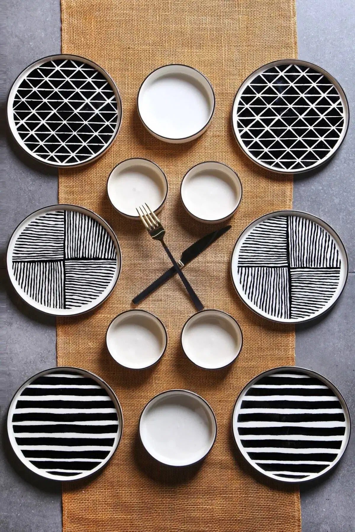 KITCHEN LIFE 12 Parça 6 Kişilik Stackable Evil Eyes Kahvaltı Takımı