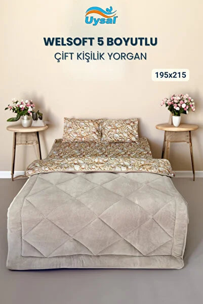 UYSAL WELSOFT 5 BOYUTLU ÇİFT KİŞİLİK YORGAN BEJ 195x215