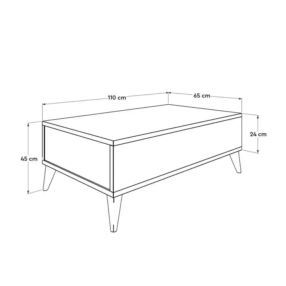 ADORE Retro Dikdörtgen Orta Sehpa - Açık Ceviz (Tori) 110x45x65 cm