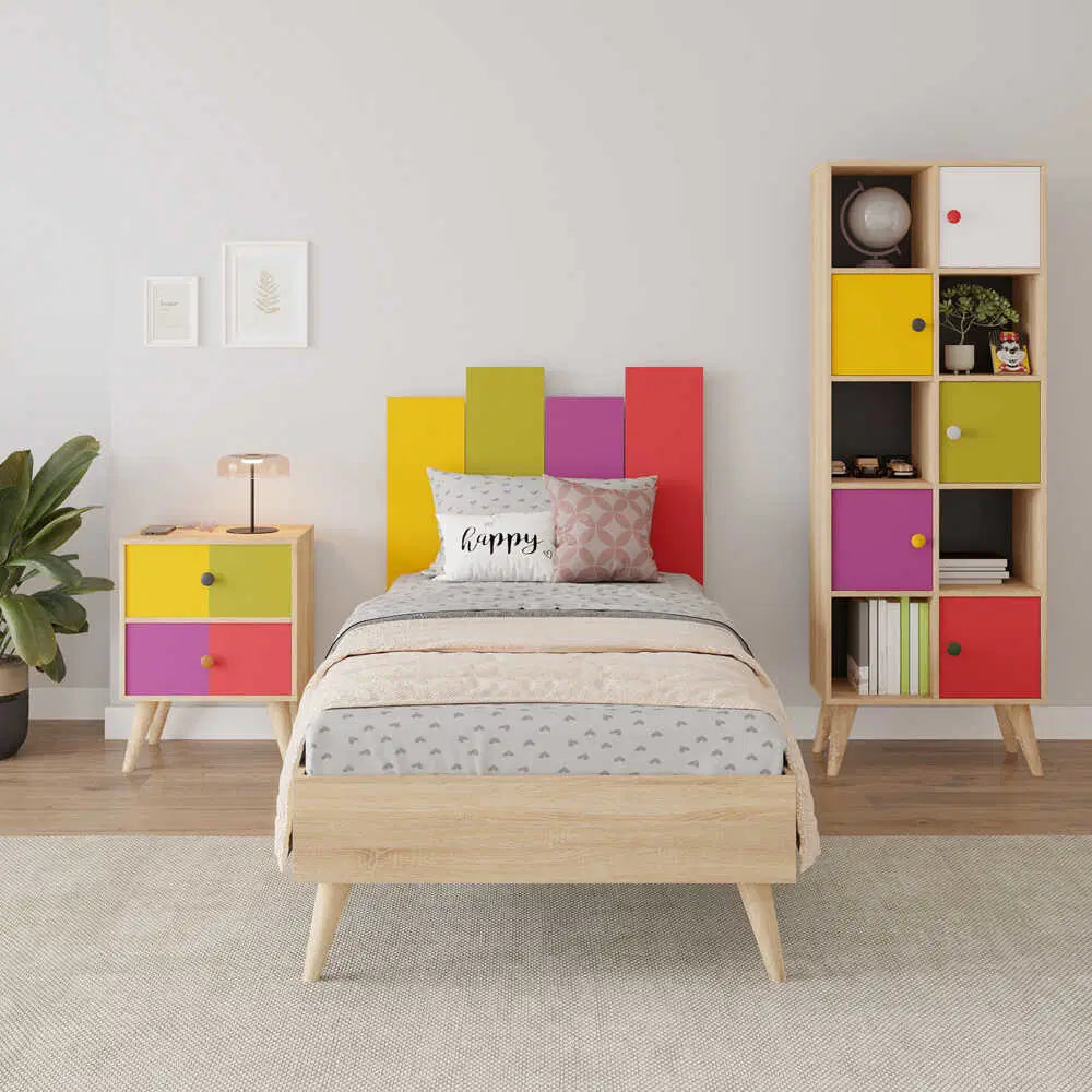 ADORE Rainbow Tek Kişilik Karyola-Sonoma-Renkli 105x106x206 cm