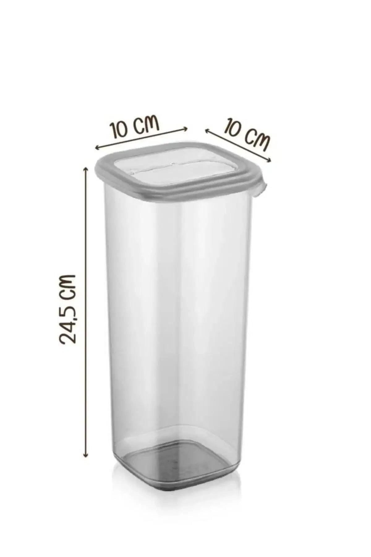 PEROTTI Outlet Locky Şeffaf 12'li 1750 ml Kare Erzak Saklama Kabı