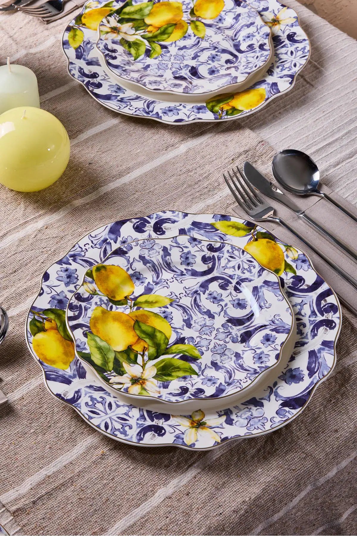 PEROTTI Porselen Limone Bone - 24 Parça Yemek Takimi